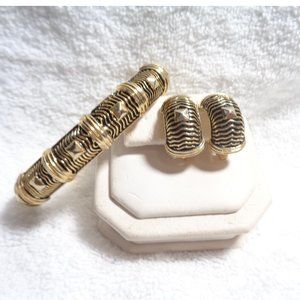 Beautiful Bangle Bracelet Magnetic Clasp + Earrings